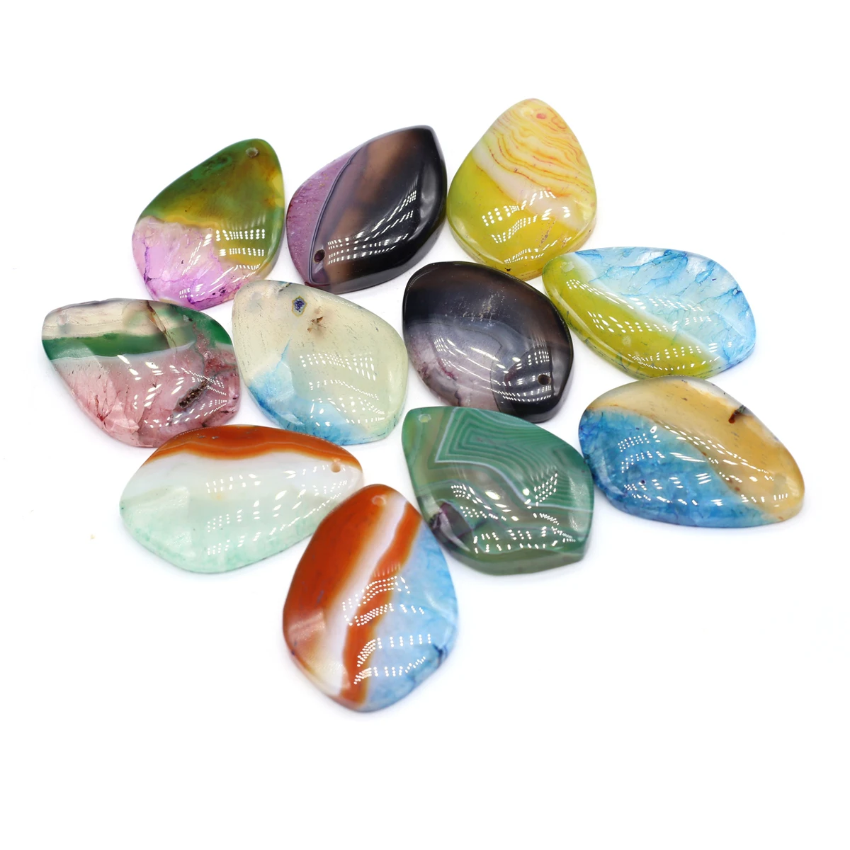 6PCS Wholesale Charm Natural Stone Random Color Droplet Shape Pendant 43x29mm Jewelry Making DIY Necklace Earring Accessories