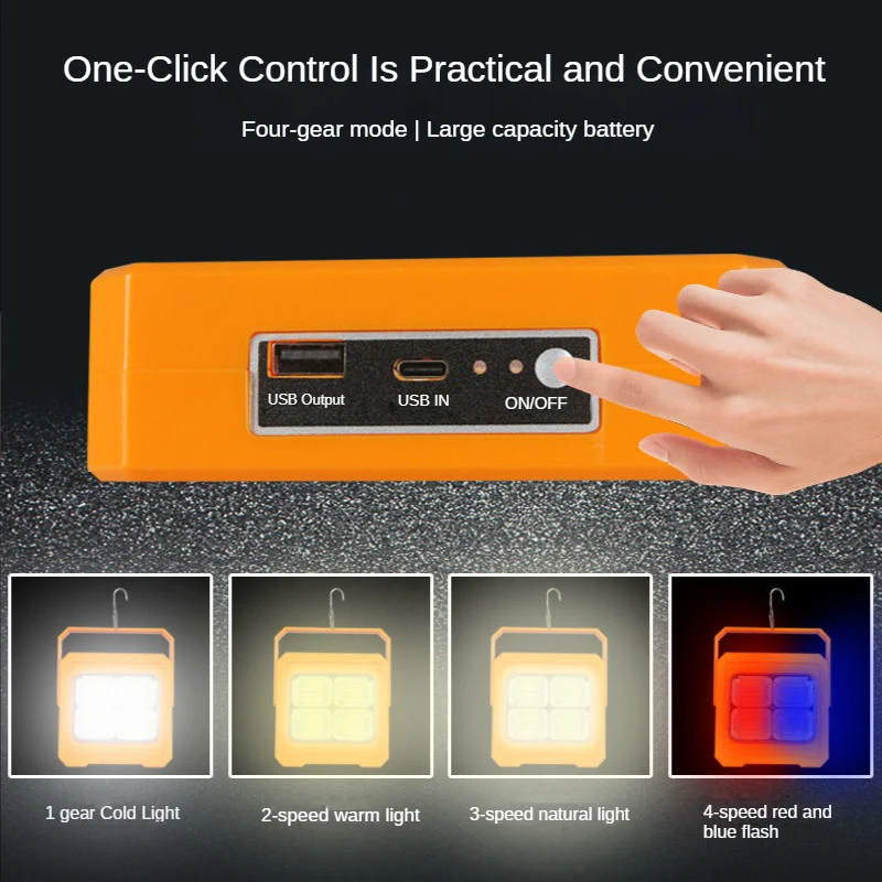 6000mAh Portable Solar Led Work Lamp USB Power Bank Outdoor Waterproof Solar Power Camping Tent Light Rechargeable Flashlights