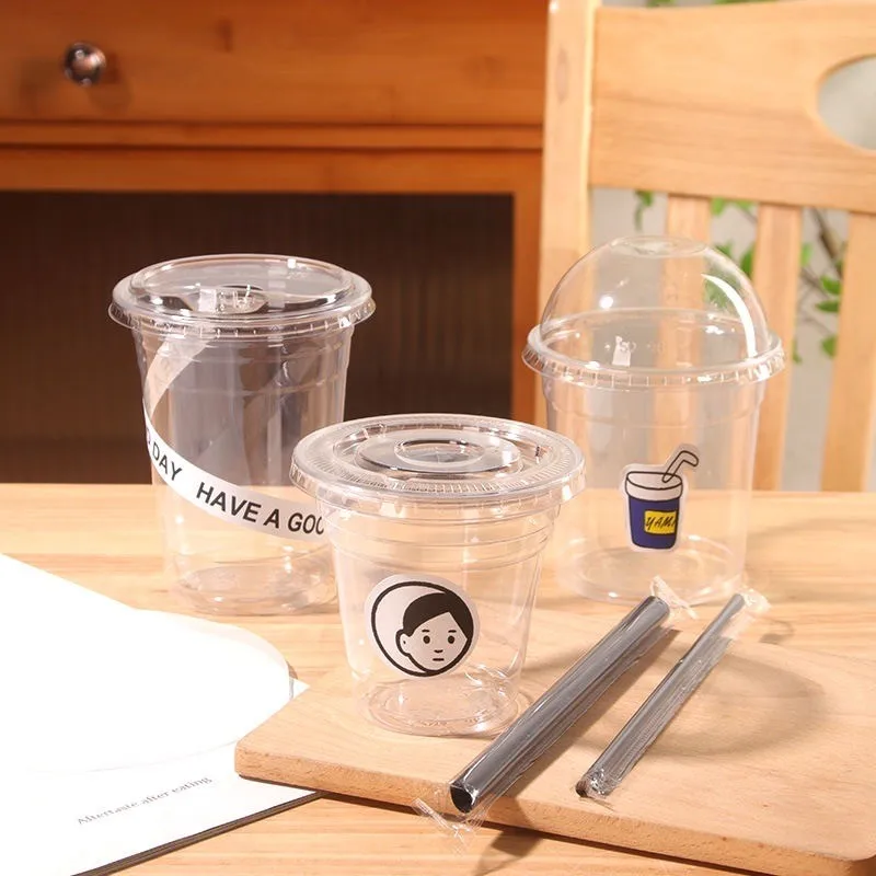 

Customized productCustom Logo Print Disposable Ice 6 10 12 16 24 Oz Coffee Cold Hot Cup Pet Pp Boba Plastic Cup With Lids Straw
