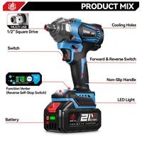 ONEVAN 1200N.M clé à chocs électrique sans brosse 1/2 pouces clé dynamométrique sans fil tournevis outil électrique pour Makita 18V batterie broche 5