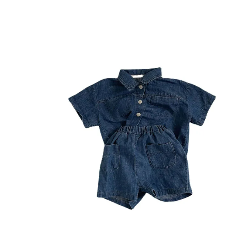 2025 Summer New Baby Short Sleeve Denim Jacket Clothes Set Solid Boys Girl Casual Shorts 2pcs Suit Cute Kids Jean Outfits 6 2025 Summer New Baby Short Sleeve Denim Jacket Clothes Set Solid Boys Girl Casual Shorts 2pcs Suit Cute Kids Jean Outfits - Image 6