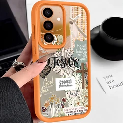 Jesus Flower Design Protective Phone Case - Elegant Floral Cover - Galaxy A57 (A867 Orange)