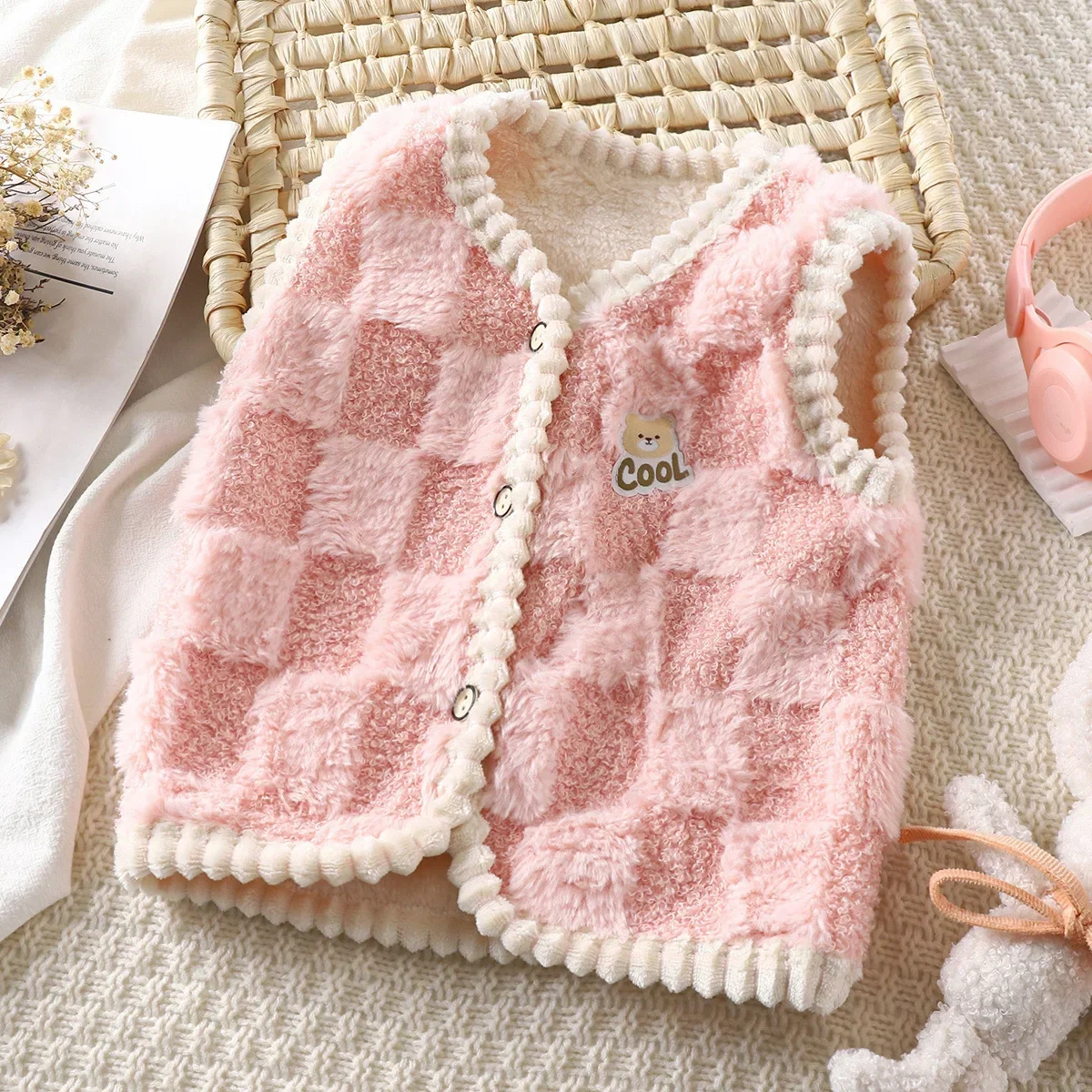 Children's Vest Cardigan Unisex Vests Waistcoats Girl Boy 2-8Y Baby Flannel Thickened Home Clothes Toddler Girl Winter Clothes children vest