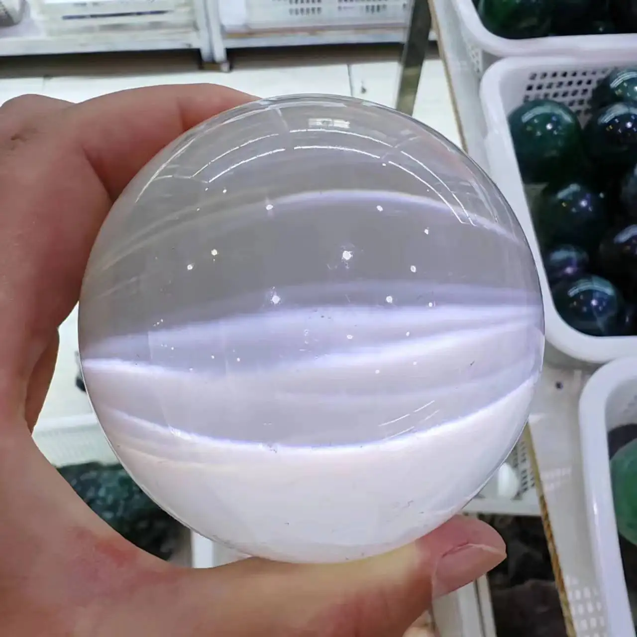 Natural White Selenite Sphere Crystal Healing Gypsum Ball Mineral Ornaments Raw Stone Crafts Home Decor 2