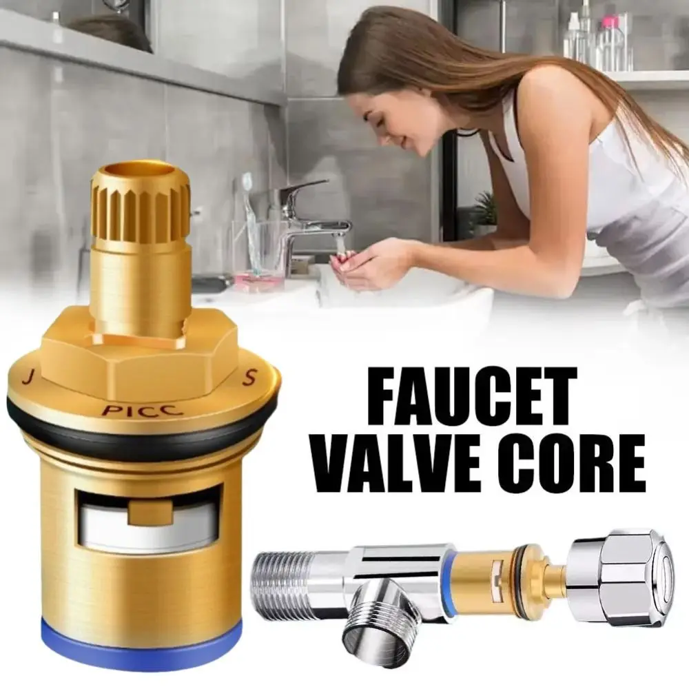 Brass Material Faucet Valve Core Threaded Design Ceramic Valve Faucet Cartridge Durable Copper Construction Faucet Inner Valve