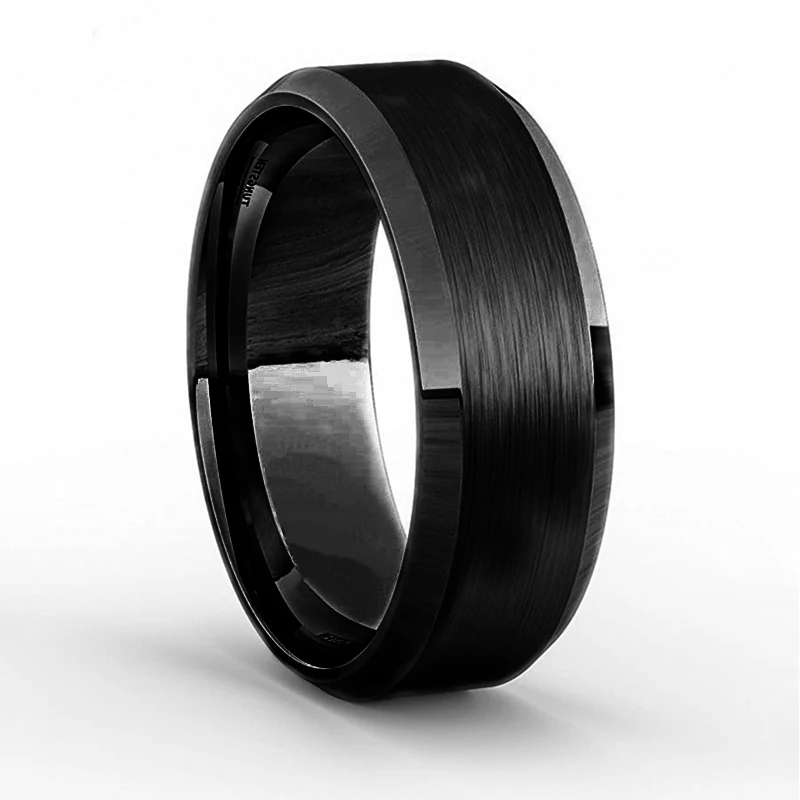Titanium Steel Rings US Size 8mm Bright Polish Black Color Titanium Ring For Men