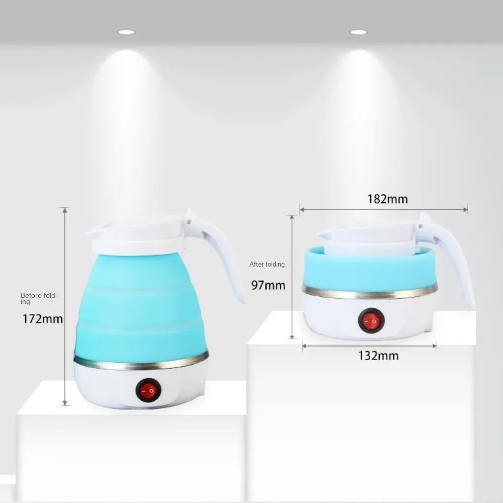 Portable Foldable Electric Kettle 600ml 110V/220V Tea Pot Leakproof Mini Water Kettle Travel Use