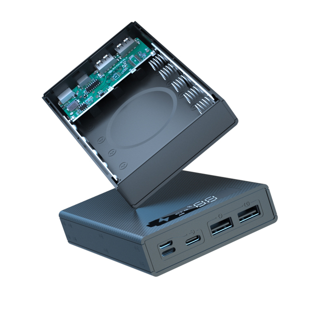 Power Bank Case Support Quick & Wireless Charger Detachable 18650 Power Bank Without Battery Charge QC 3.0 PD DIY Shell