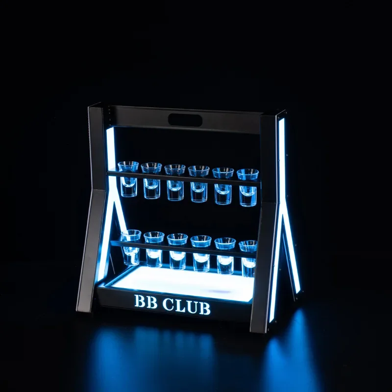 Rechargeable Led Luminous Cocktail Bullet Cup Holder Neon Ktv Bar Wine Glass Hanging Props Wine Glass Holder