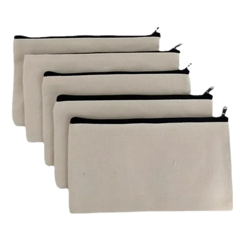 Black White Canvas Coin Money Pouch Small Toiletry Brushes Makeup Organizer Students Stationery Pencil Bag DIY Craft Storage Bag 5