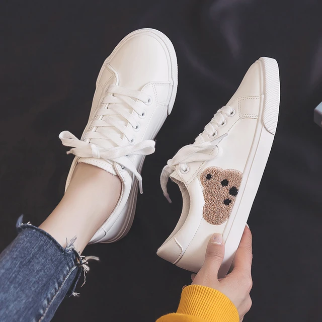 New High-top Canvas Women Vulcanized Shoes Flats Casual Cute Pocket Bear  Shoe for Women Spring Autumn Lady Lace Up Sneakers