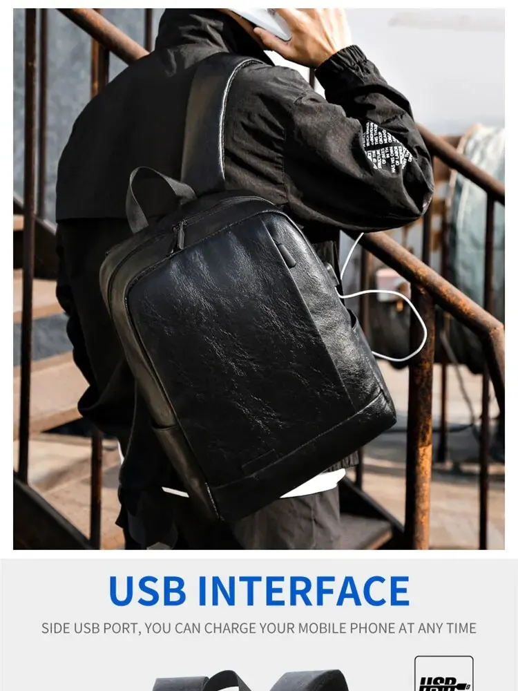 S211eb1633893470daa9dd3cae1ac3b07M 1 Pack 15.6 inches Men's Business Simple Computer Backpack USB Charging Lightweight Schoolbag Travel Commuting Mallzona