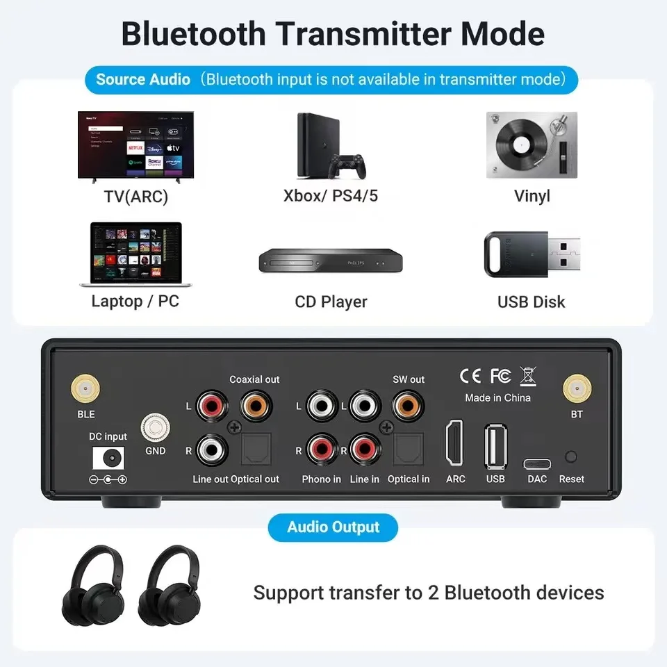 Arylic BP50 Bluetooth hifi aptx Merevlemez Hang preamplifier Rádióadó 2.1 Meder Mali Kitűnő osztályzat D Integrált ampulla számára haza speakers