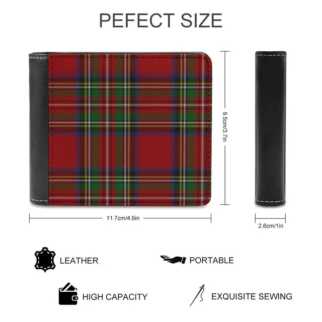 Royal Stewart Tartan Clan 남성용 PU 가죽 지갑