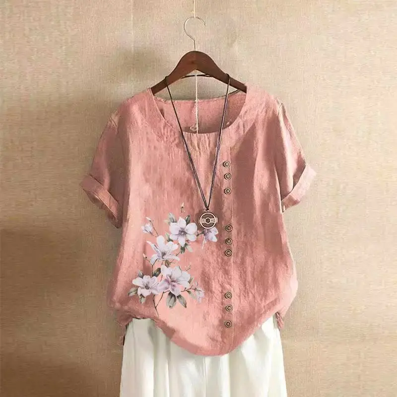 Женская блузка Femme Blusas Chemise из хлопка и льна
