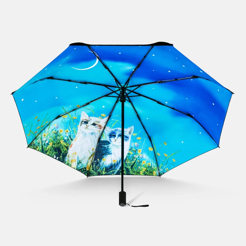 Cat Mochizuki three fold sunshade umbrella travel creative cartoon vinyl sunscreen UV protection men's and women's sun umbrella