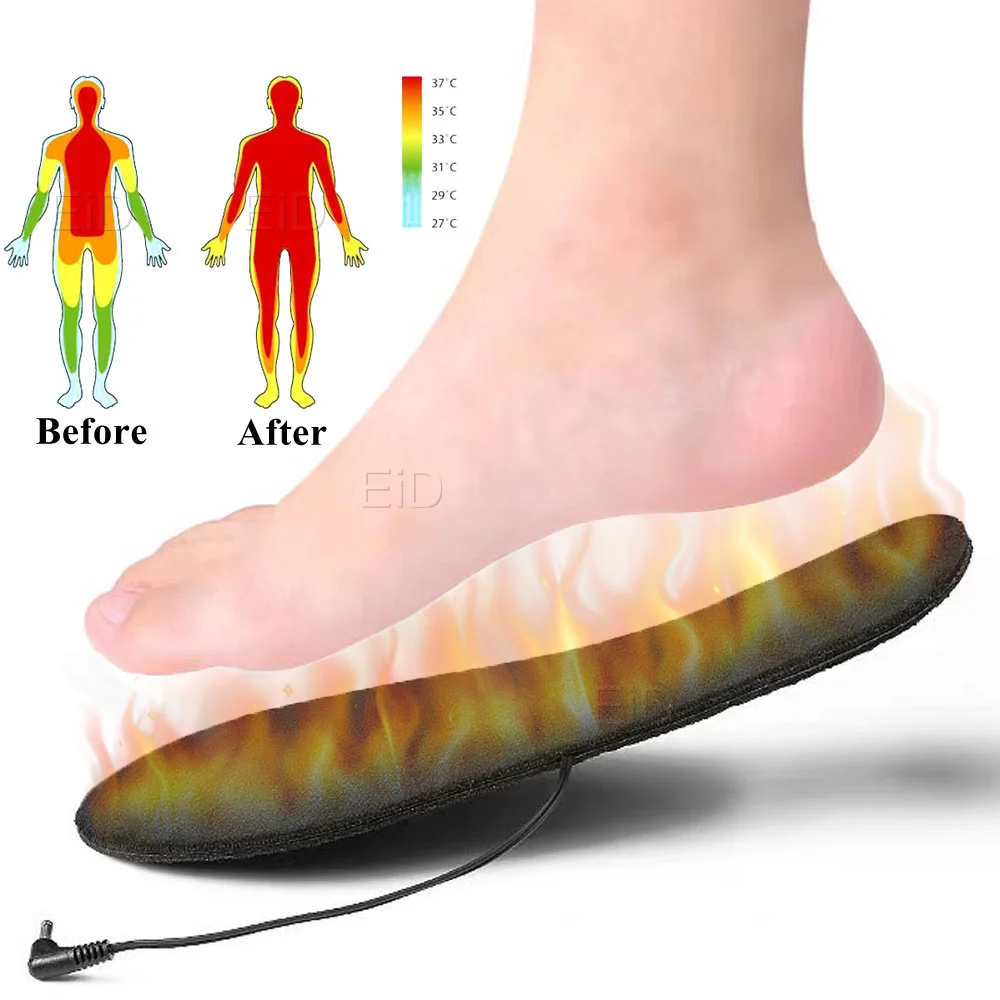 USB Elektrische Erhitzt Schuh Einlegesohle Winter Warme Frauen Fuß Pad Waschbar Thermische Männer Boot Mat Unisex Heizung Schuh Einlegesohlen – Detail 18