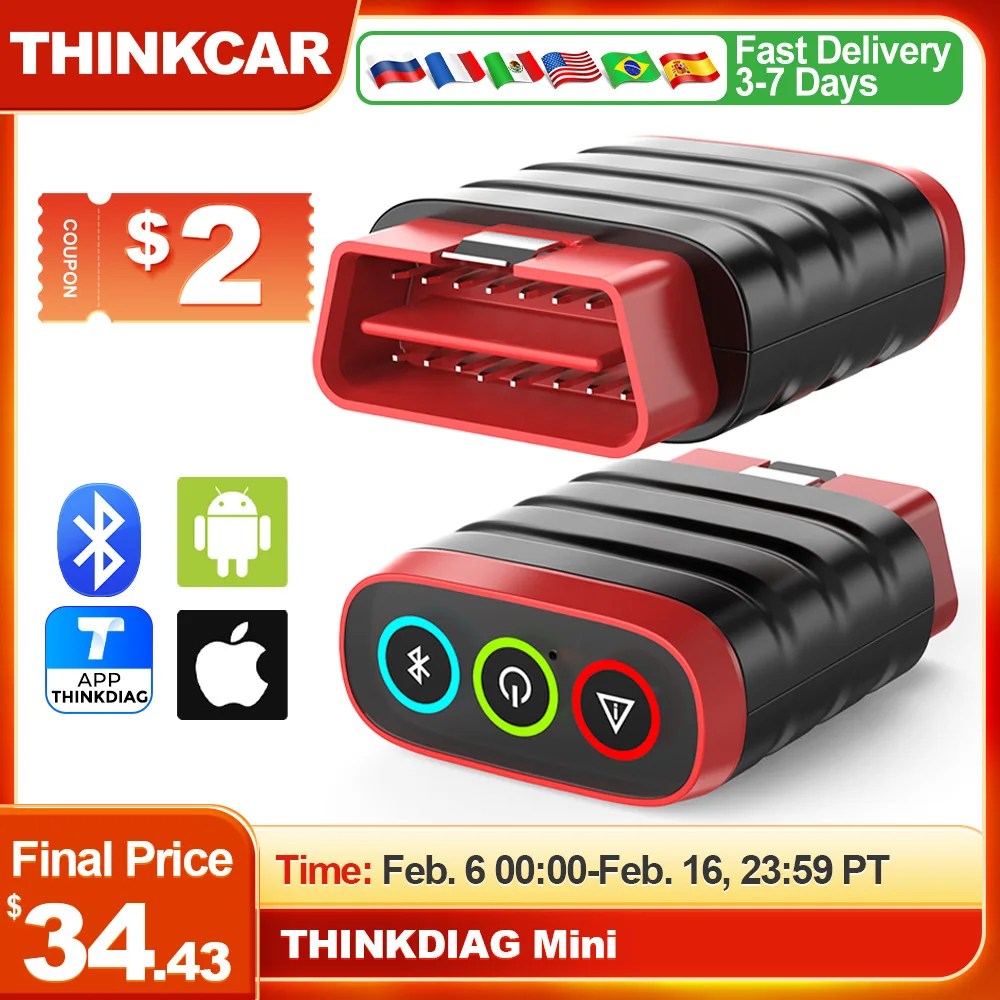 Thinkcar Thinkdiag Mini Obd2 Scanner Bluetooth Tutte Le Auto Diagnosi Completa Del Sistema Strumento Diagnostico Automatico Gratuito A Vita Lettura/Cl