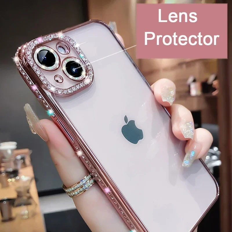 Elegant Rhinestone Jewelled Clear Case with Soft Silicon Cover