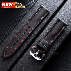Waterproof Sailcloth Nylon Quick Release Wristband, Multiple Sizes - 22mm (Black Red)