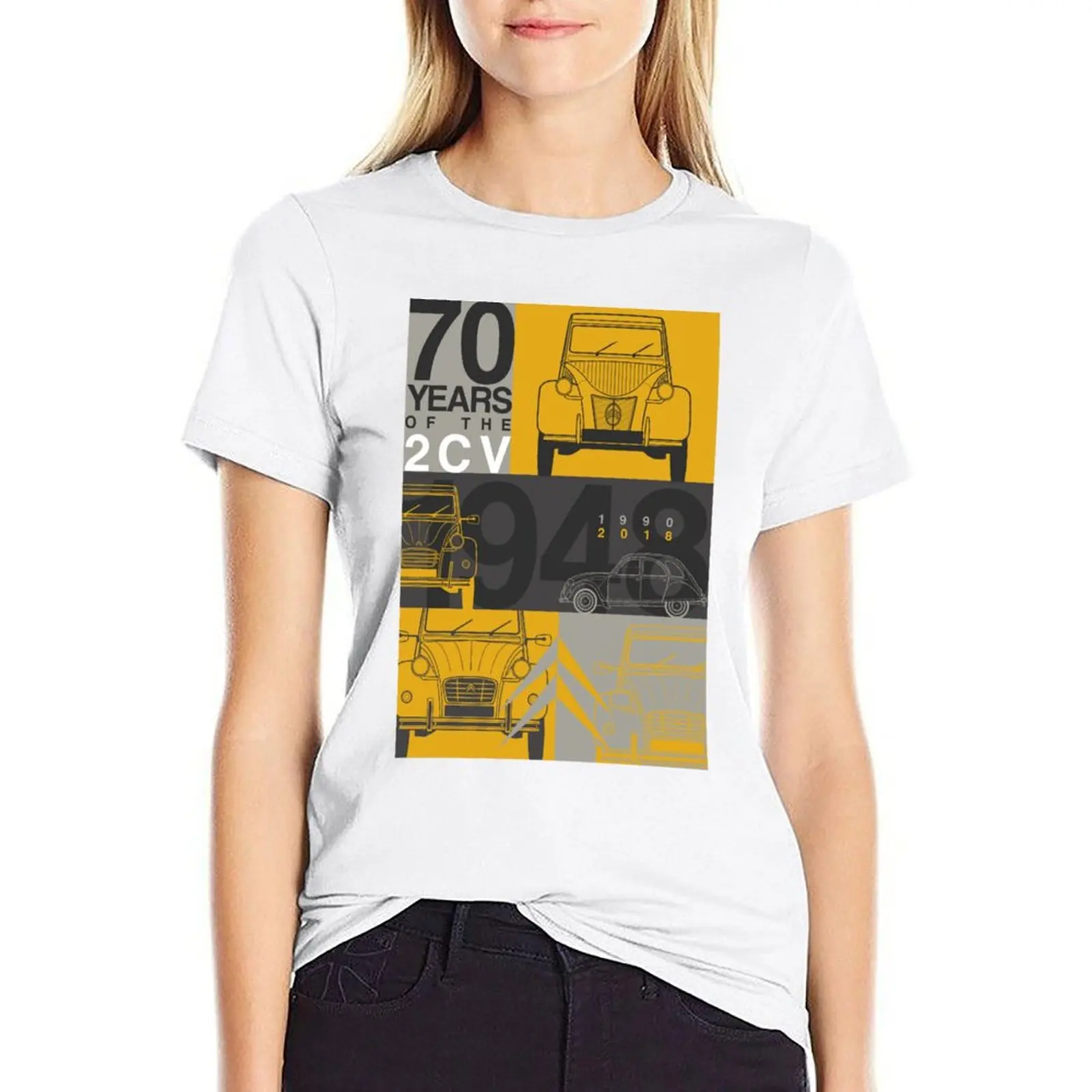 

2CV 70th anniversary Graphic Art T-shirt plus size tops vintage clothes summer clothes clothes for woman