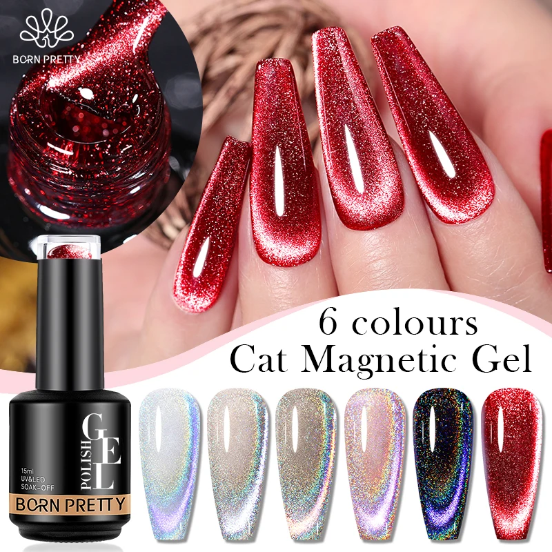 

BORN PRETTY Cat Magnetic Gel Nail Polish 15ml Reflective Glitter Soak Off UV LED Gel Semi Permanent Nail Art Varnish Manicure