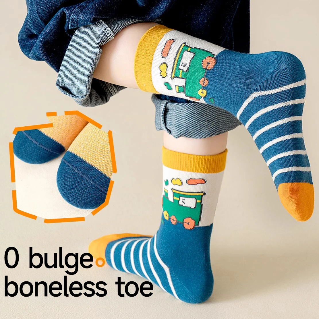 5Pairs 1-16Years Children Socks Childhood Fun Car Bright Color Soft Elasticity Abrasion Resistance Leisure Middle Sports Socks 2