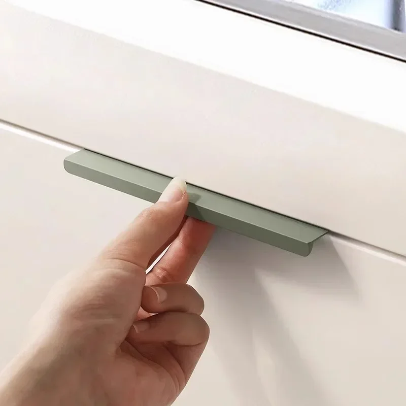 Non Perforated Furniture Handles Minimalist Cabinet Drawers Wardrobes Door Handles Concealed Hardware Handles