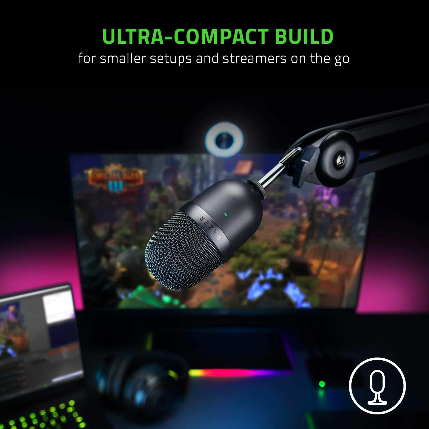 Razer Seiren Mini Boom Arm with Pop Filter - Mic Stand with Foam Cover  Windscreen Compatible with Razer Seiren Mini Streaming Microphone by  YOUSHARES 