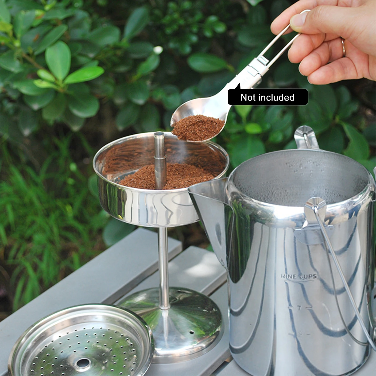 1.2L 9 Cup Coffee Pot Stainless Steel Percolator Coffee Pot Coffee Maker for Outdoor Camping Home Kitchen Weekend Trip 6
