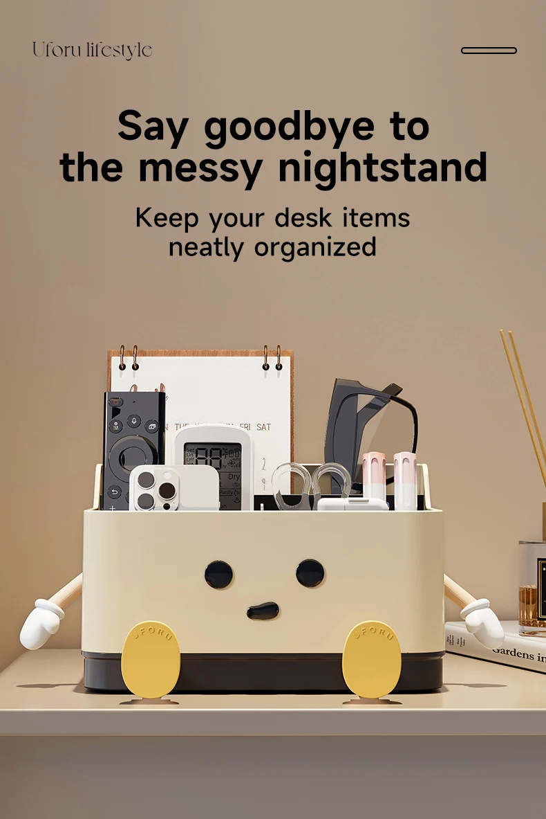 Cute Cartoon Style Desktop Storage Box Remote Control Sorting Box