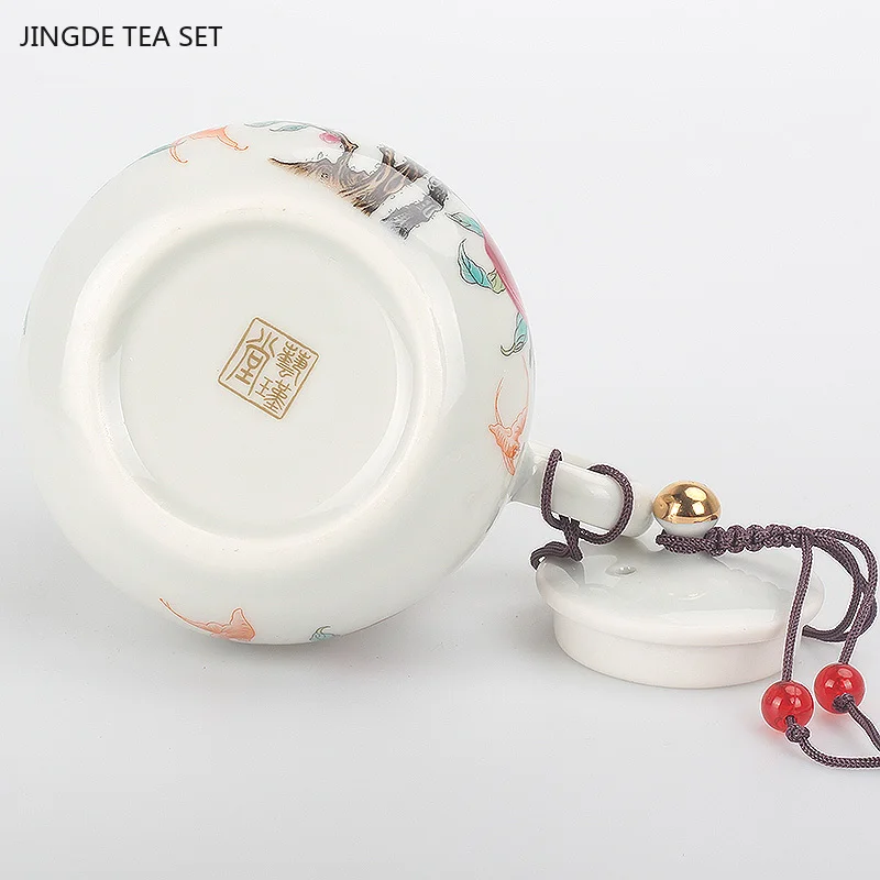 1PCS 200ml Ceramic exquisite Teapot Creative Retro Chinese Classical Handmade Grass Grey Peach Teapot