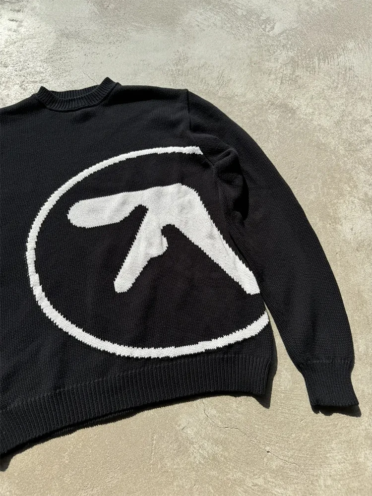 Men's Sweater Y2K Aphex Twin Knit Oversized Pullovers Gothic Jumper Winter Graphic Streetwear Long Sleeve Tops Vintage Clothing view 2