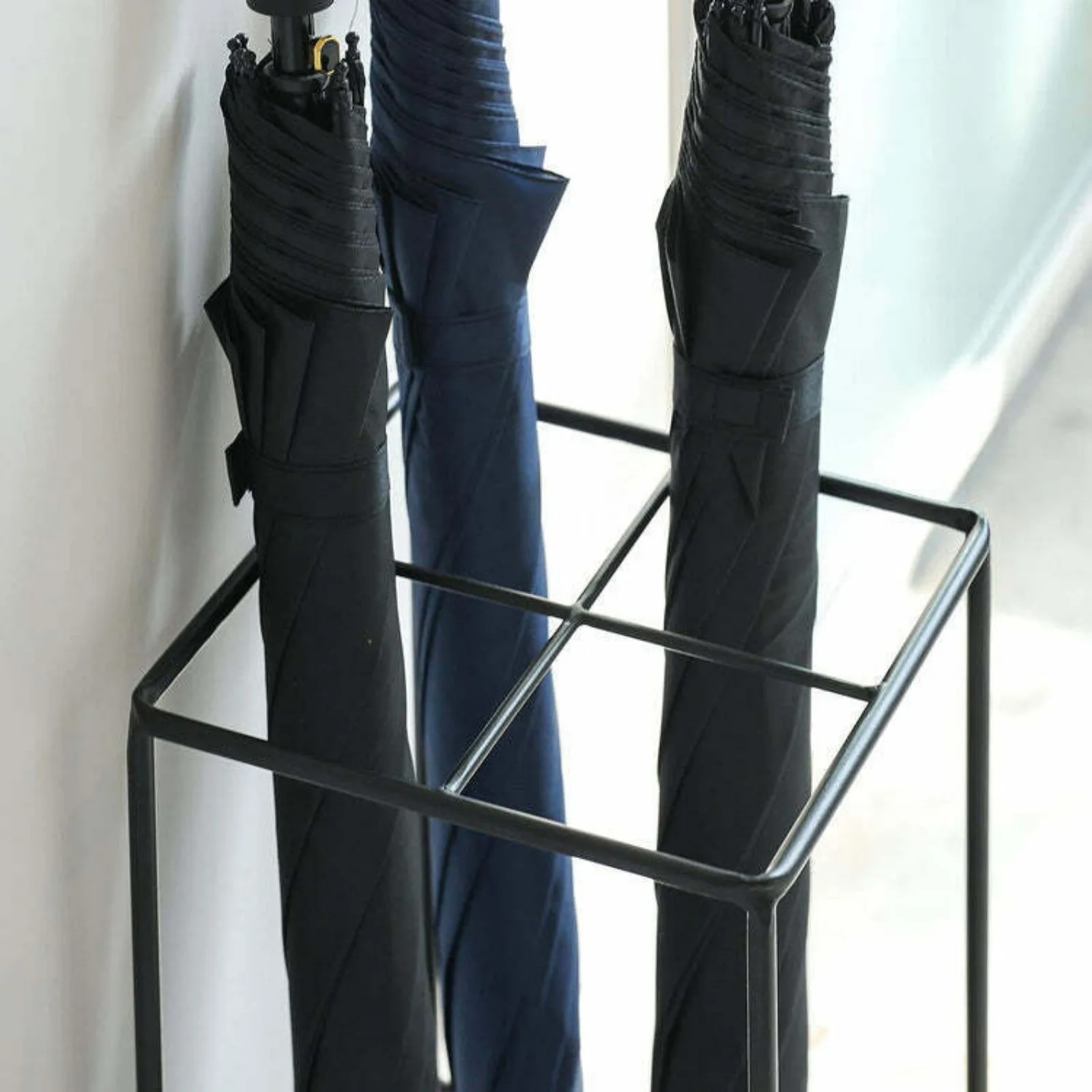 Black Metal and Wood Freestanding Large Umbrella Holder Stand Storage Rack United States