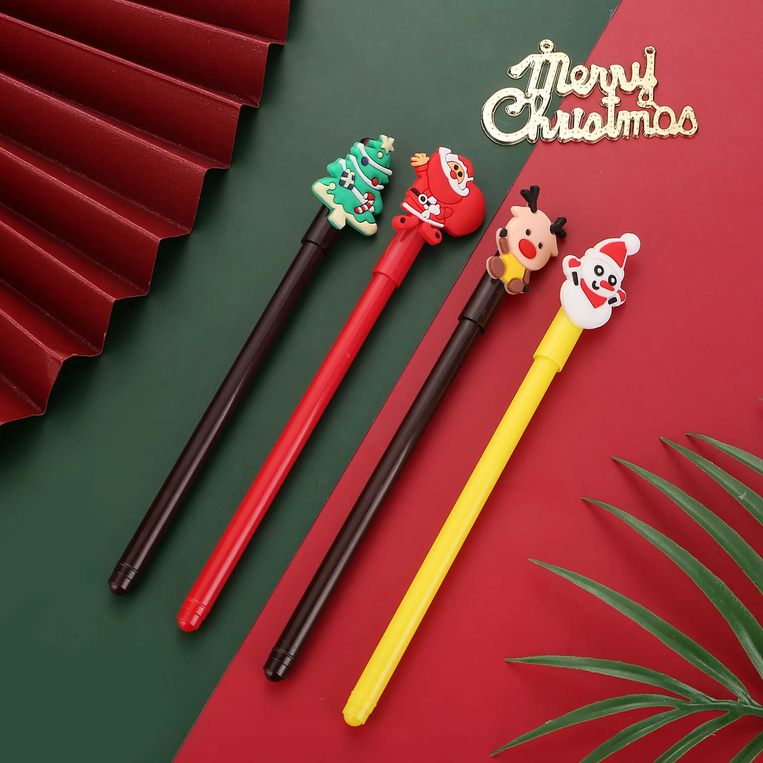 

20PCS Christmas 4 Colors Gel Pen 0.5mm Black Ink Creative Santa Claus Cartoon Signature Pen Stationery Student Prizes