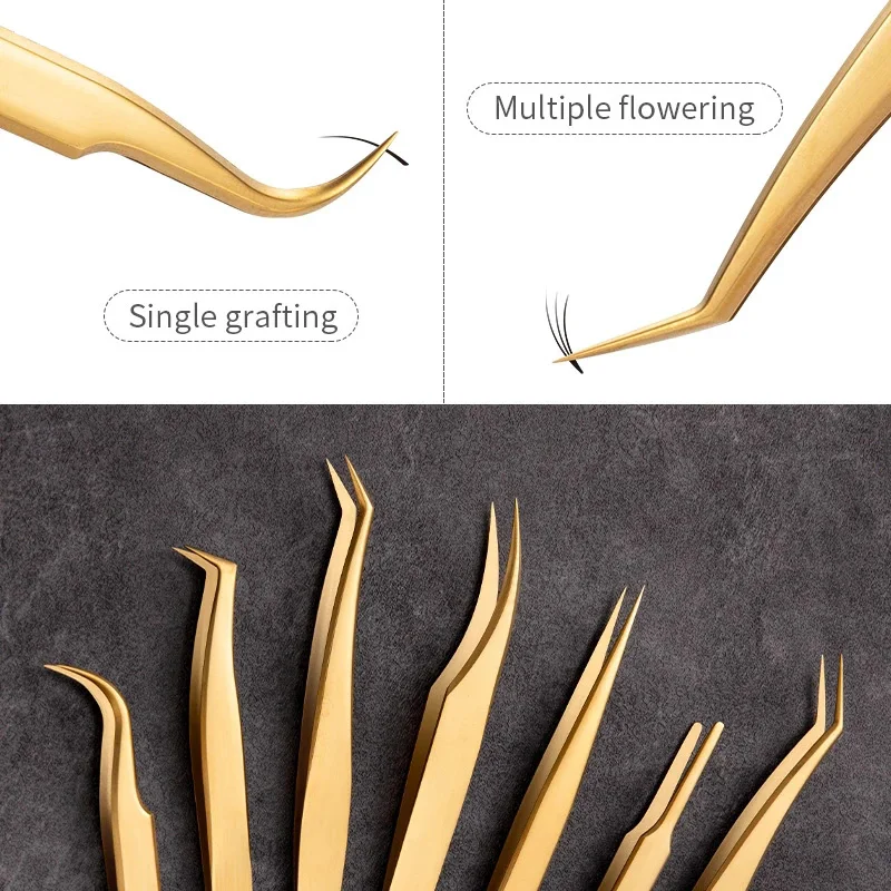 1PC Tweezers For Eyelash Extension Gold Straight Stainless Steel Fake Lash Nail Art Hair Clip Plier False Eyelashes Beauty Tools 3