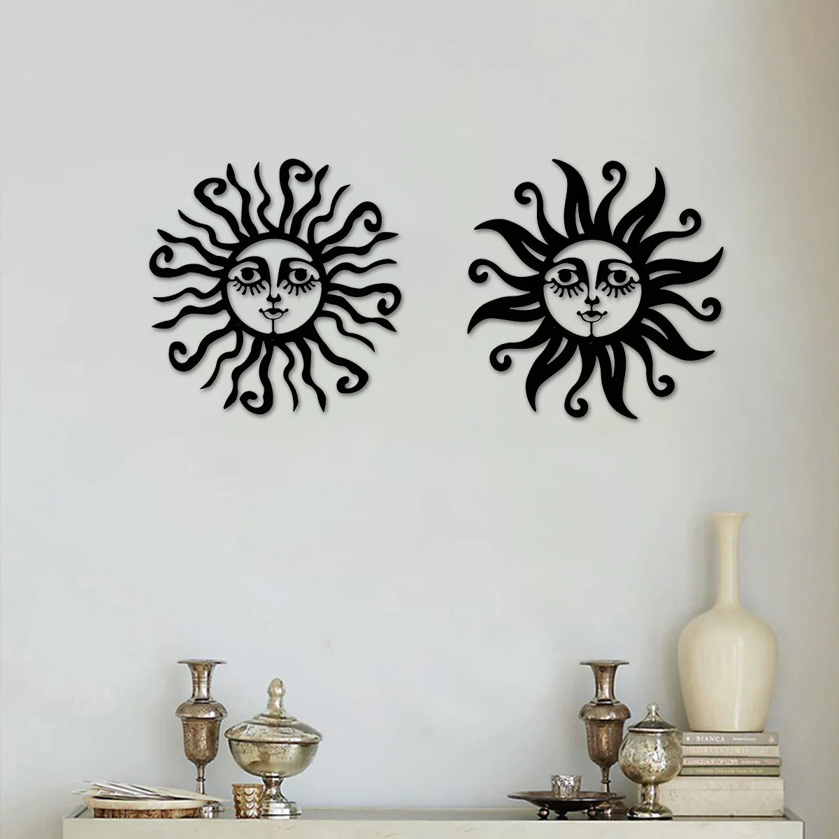 

Элегантное домашнее искусство с изображением солнца и лица, добавьте Прикосновение красоты вашей стене, подвесной декор, художественный металлический фон, украшение для гостиной и прихожей