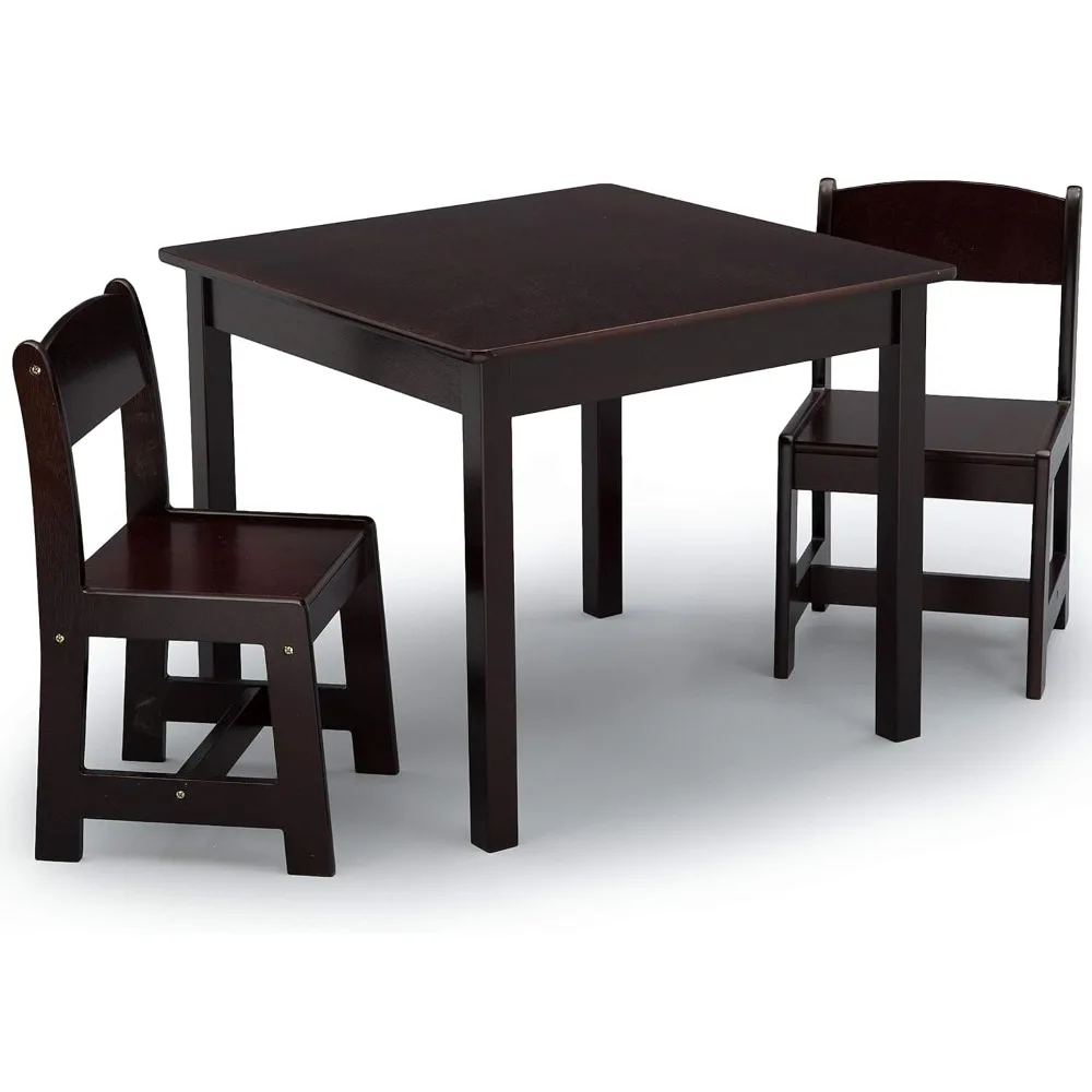 

Kids Wood Table and Chair Set (2 Chairs Included) - Ideal for Arts & Crafts, Snack Time, Homework