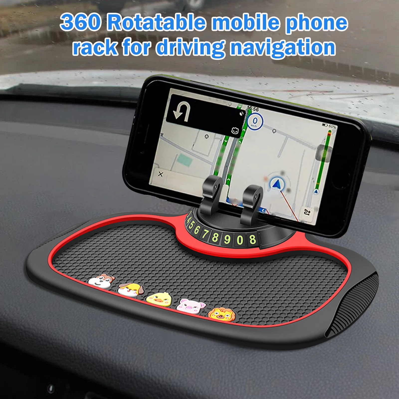 Dash Phone Holder Multifunctional Car Anti-Slip Mat Auto Phone Holder Non Slip Sticky Dash Phone Mount Parking Number Card Dashboard Car Pad Mat