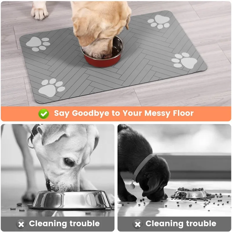 Pet Feeding Mat-Absorbent Dog Mat for Food and Water Bowl-No Stains Quick Dry Dog Water Dispenser Mat-Dog Feeding Supplies 3