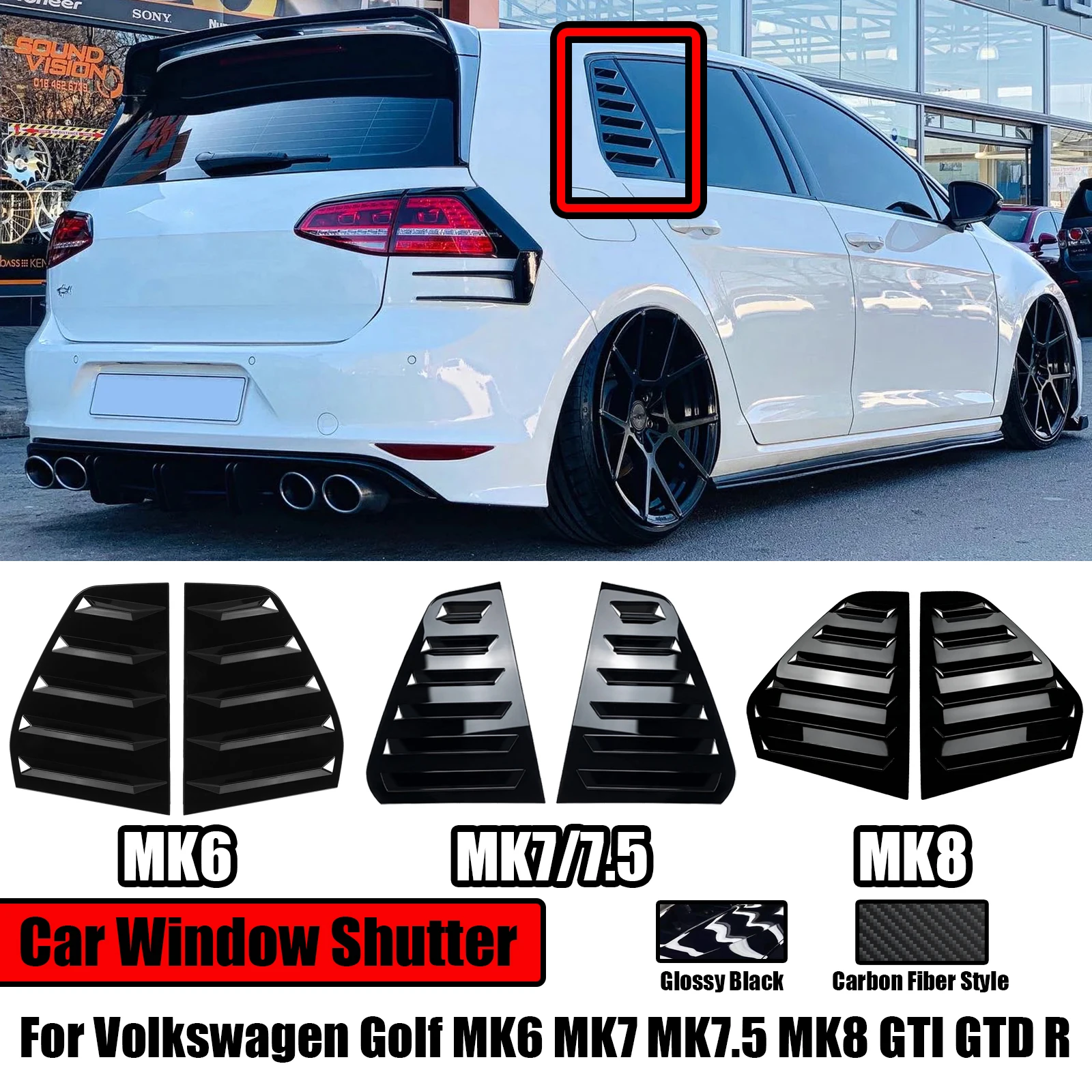2 Pz Auto Lunotto Persiana Persiana Copertura Trim Per Volkswagen Golf Mk6 Mk7 Mk7.5 Mk8 Gti Gtd R Stile In Fibra Di Carbonio