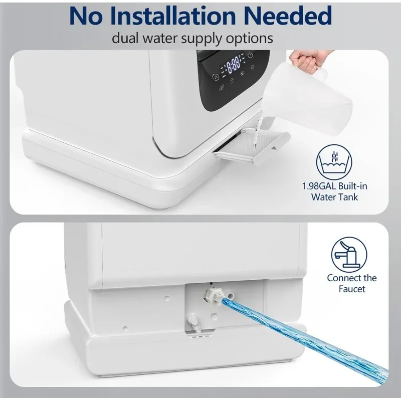 COWSAR Countertop Dishwasher with 2 Gallons Built-in Water Tank, 6 Washing Modes, 360&deg; Dual Spray, 167℉
