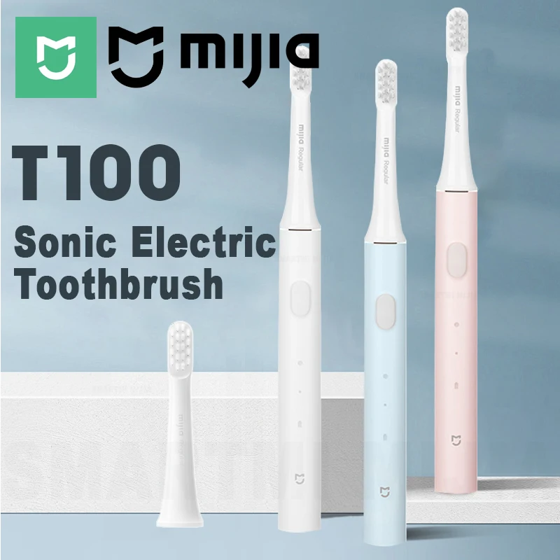 MIJIA 소닉 전동 칫솔 T100, 30일 배터리 수명, IPX7 방수 소프트 브..