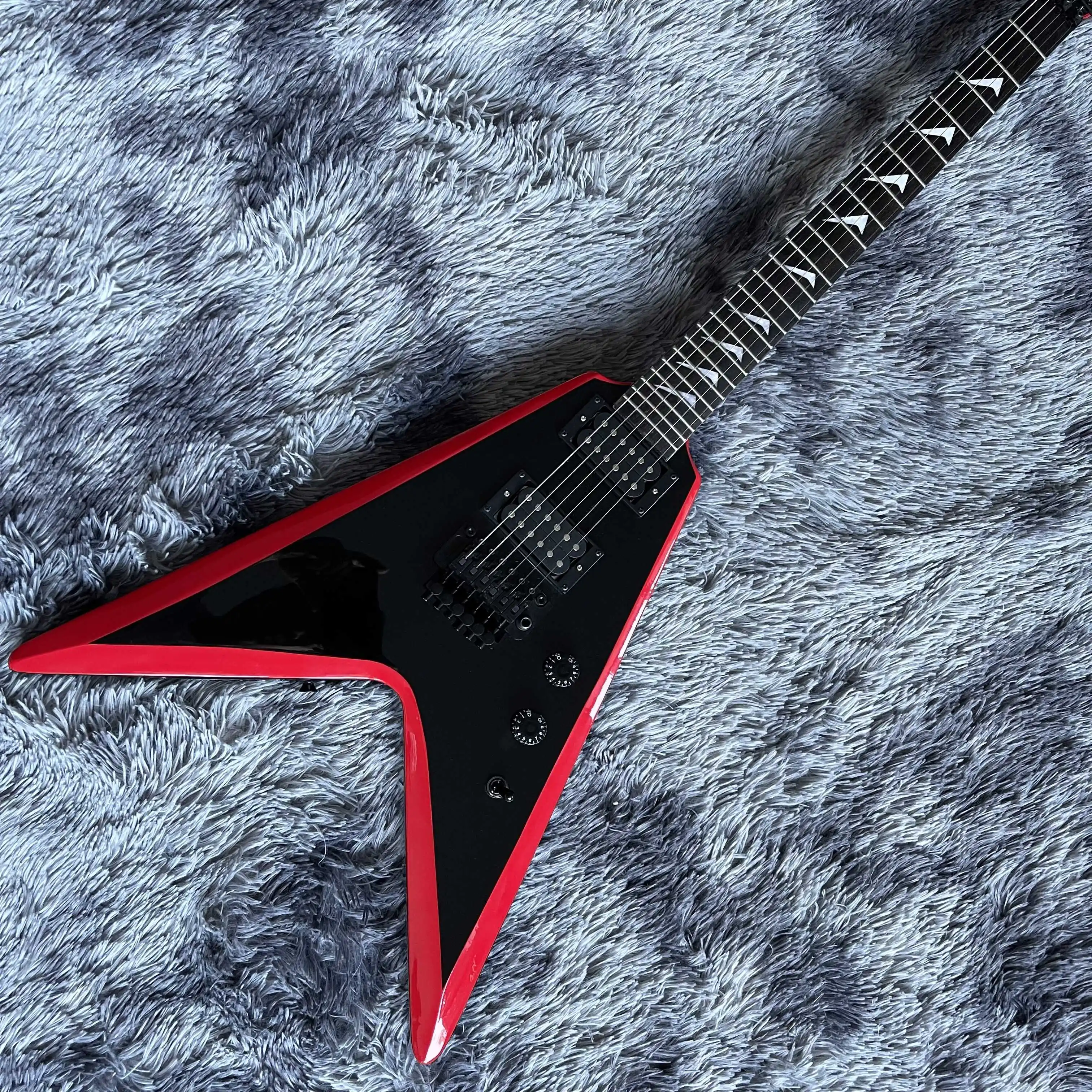 

Free shipping,Black, red edge, special-shaped, unique, electric guitar,2022 new pop, high-end custom,