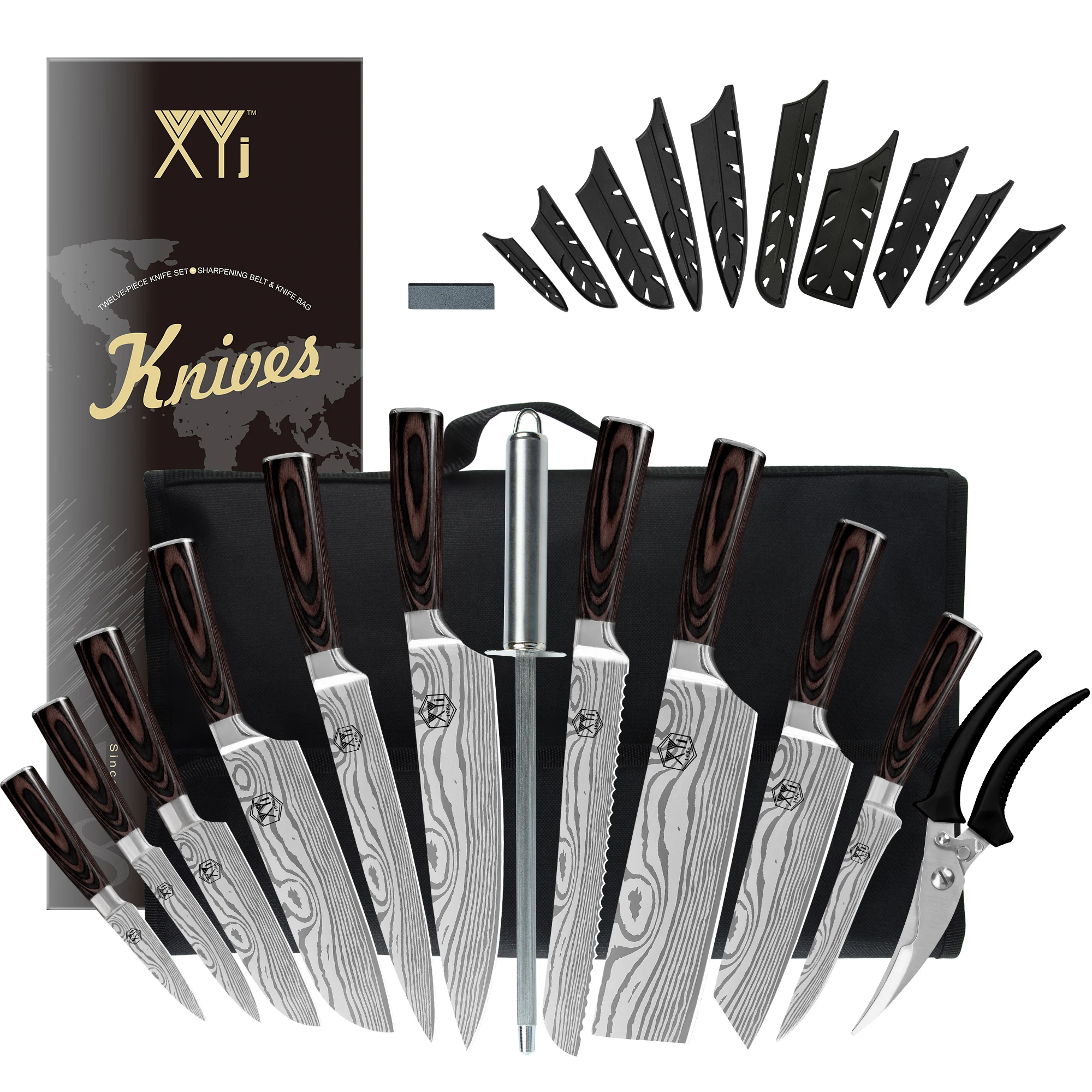 

Stainless Steel Kitchen Knives Set With Kitchen Tools Knife Kit Chef Slicing Bread Santoku Utility Paring Knives Japanese Knife