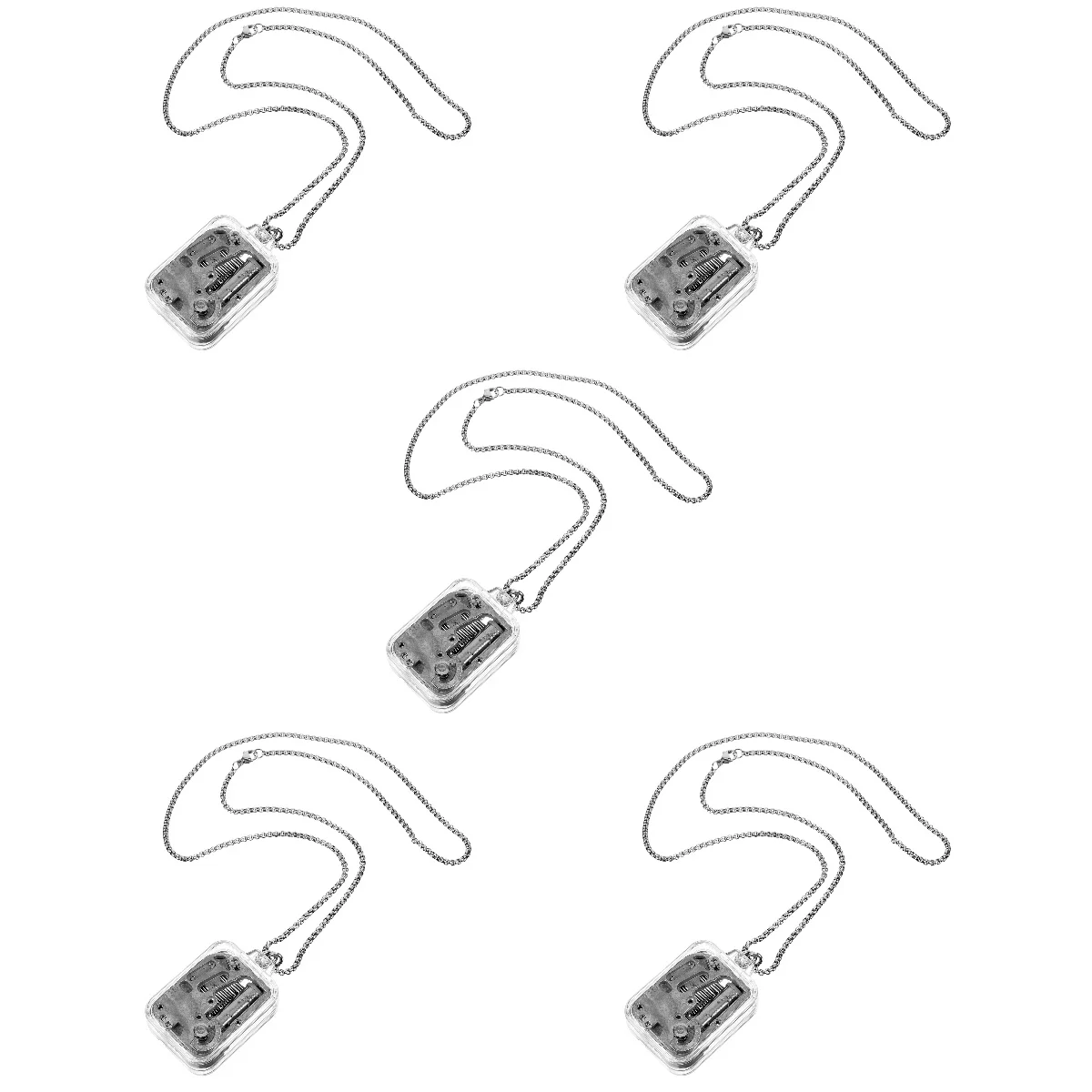 

5pcs Music Box Necklace Mini Music Box Pendant Necklace Musical Instrument Pendant