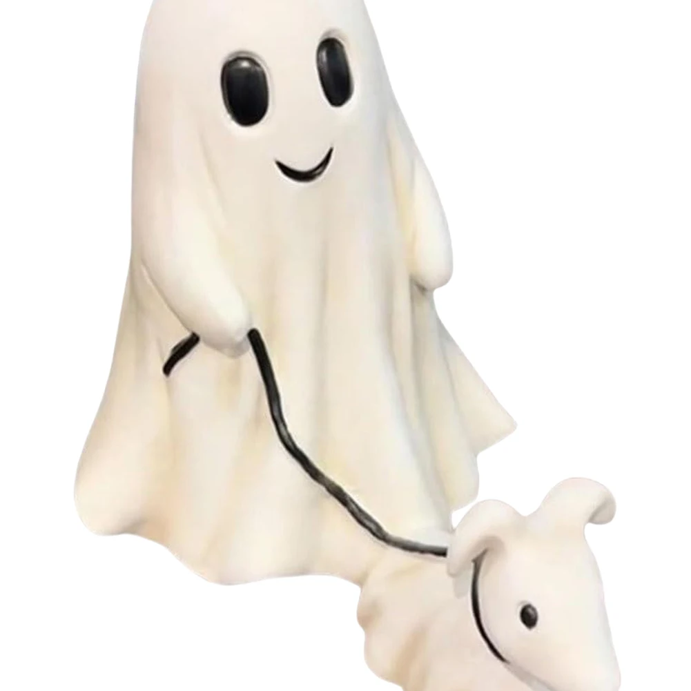 Resin Ghost Walking Dog Statue Halloween Decor