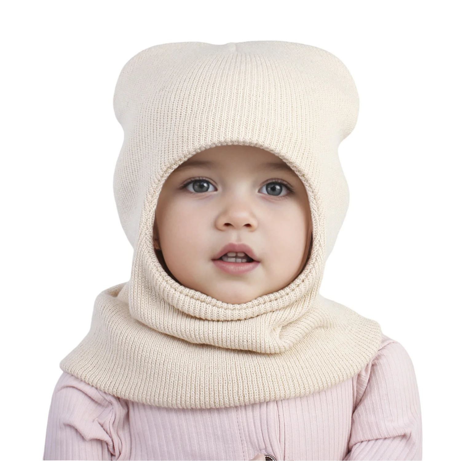 New style kids' hat Baby fall and winter new wool knit pullover hat Solid color warm hat for autumn and winter children's beanie 6