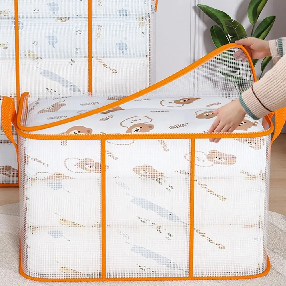 Large Capacity Foldable Storage Bag storage bag storage box clothes organizer clothes storage bag clothes storage box foldable storage bags clothes storage organizer under bed storage box For Waterproof Transparent Clothes Storage Box Reusable Dust-proof PVC Quilts Bag Closet