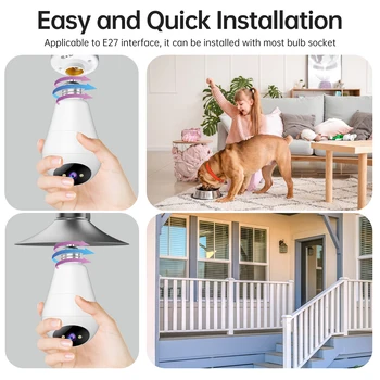 JOOAN 3MP IP Camera 2.4G Wifi E27 Bulb Surveillance Camera Smart Home AI Tracking Security Baby Monitor Wireless CCTV Camera 6